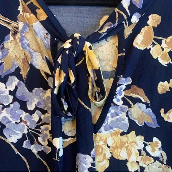 NWT Lauren Ralph Lauren Floral Tie-Neck Stretch Jersey Long Sleeve Plus, Size 2X - Picture 6 of 12